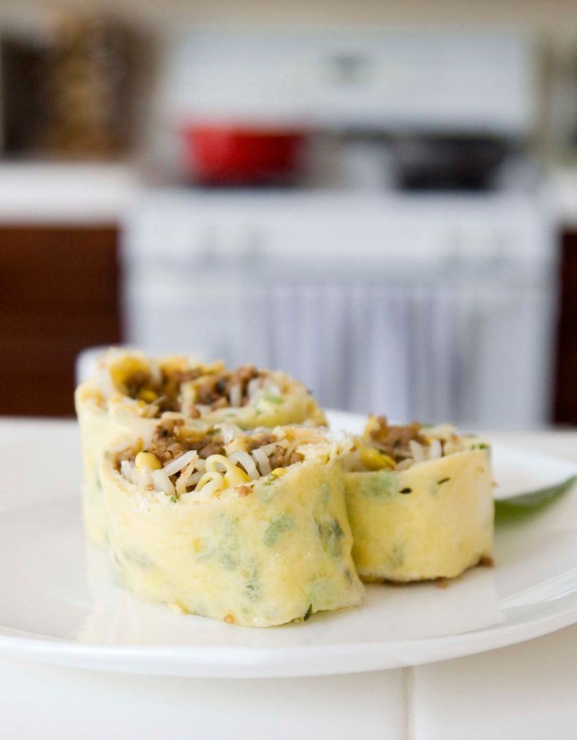 Food Makes Me Happy Egg Rolls with Bean Sprouts and Your Favorite Type of Ground Pork Stir Fry